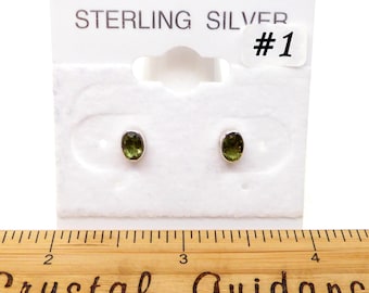 Echte moldaviet-oorknopjes — sterlingzilver .925 — GRATIS VERZENDING