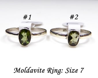 Genuine Moldavite Ring Size 7 and 7.5 — Sterling Silver .925 — FREE US SHIPPING