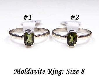 Genuine Moldavite Ring Size 8 and 8.5 — Sterling Silver .925 — FREE US SHIPPING