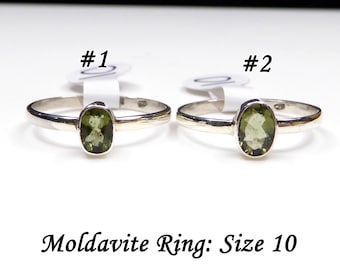 Genuine Moldavite Ring Size 10 — Sterling Silver .925 — FREE US SHIPPING