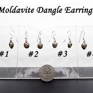 Genuine Moldavite Dangle Earrings — Sterling Silver .925