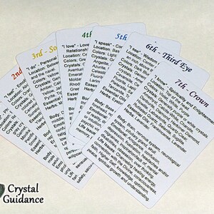 7 Chakra Information Cards | Pocket Chakra Reference Deck | Energy Healing Study Cards bild 5