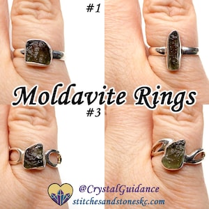 Moldavite Raw Ring Sizes 6 - Sterling Silver .925 — Genuine from Czech Republic [FREE US SHIPPING]