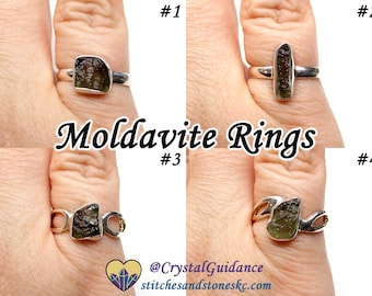 Onbewerkte Moldaviet ringmaten 6 - Sterlingzilver .925 — Authentiek uit Tsjechië [GRATIS VERZENDING IN DE VS]
