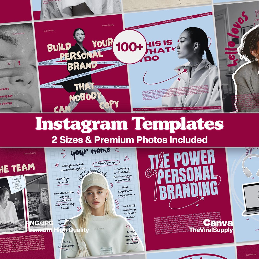 Burgundy Instagram Canva Template: Customizable Social Media Branding ...