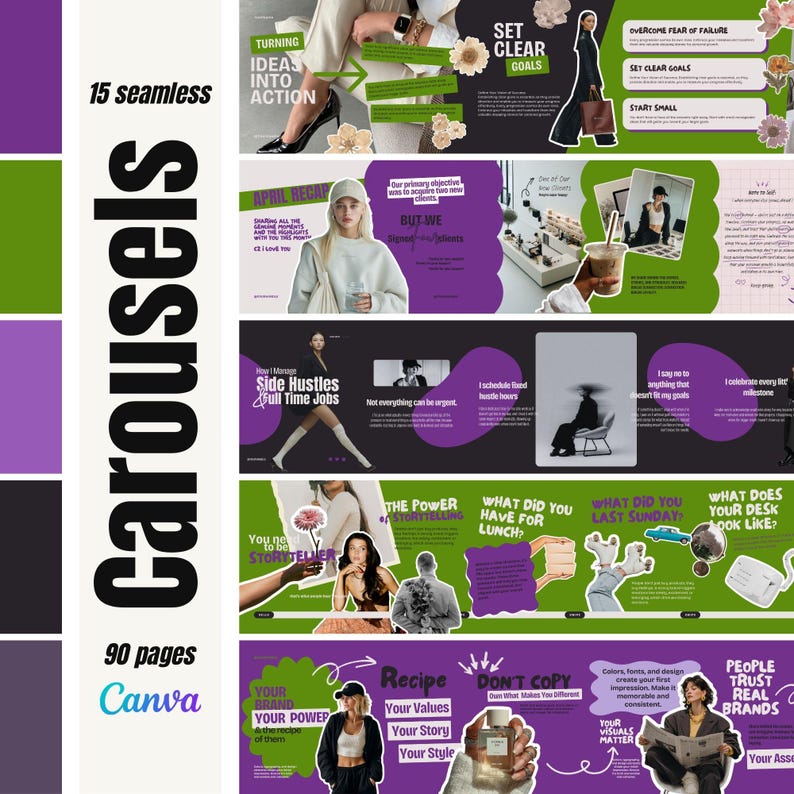 Seamless Instagram Carousel Canva Templates, Social Media Managers ...