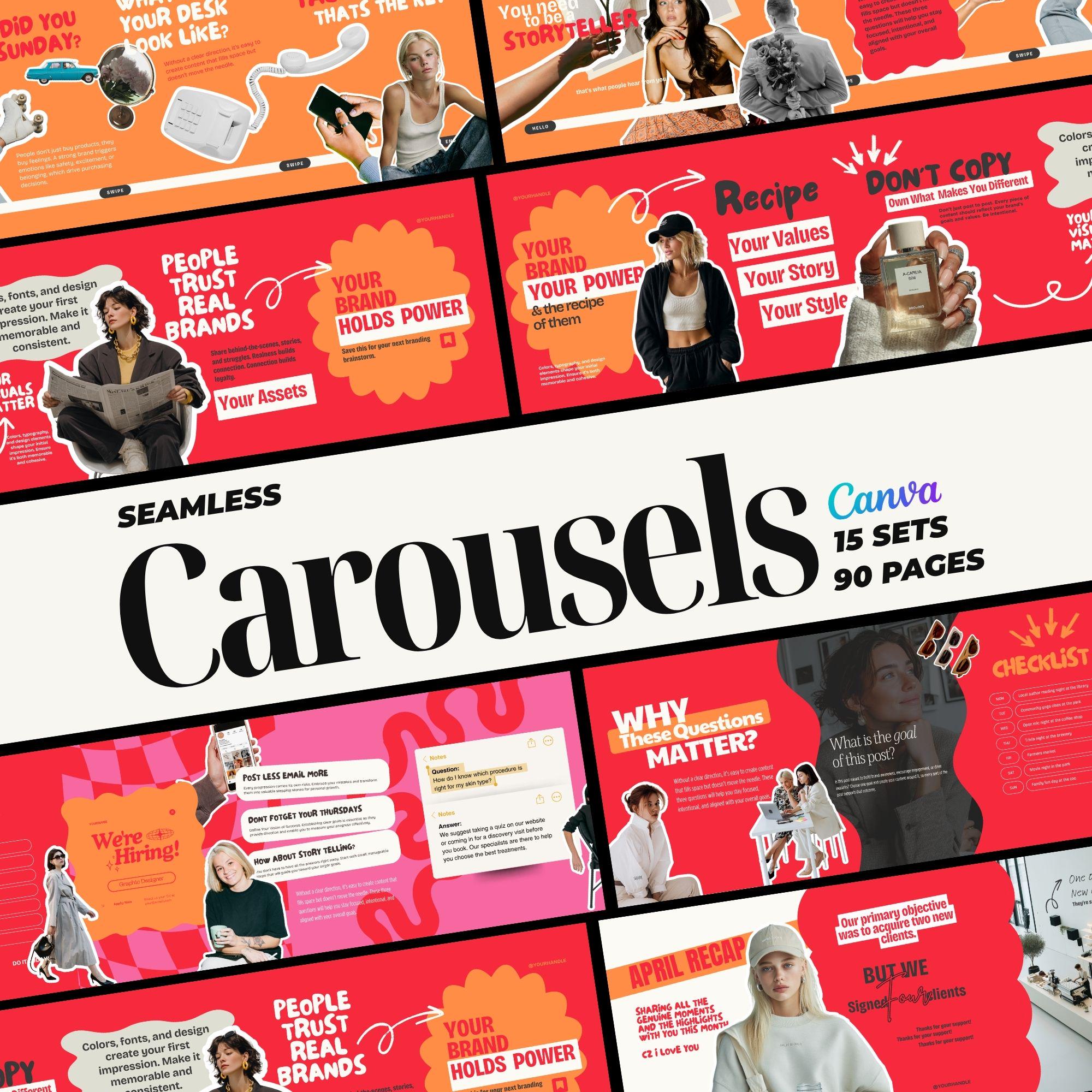 Seamless Instagram Carousel Canva Templates : Social Media Preset ...