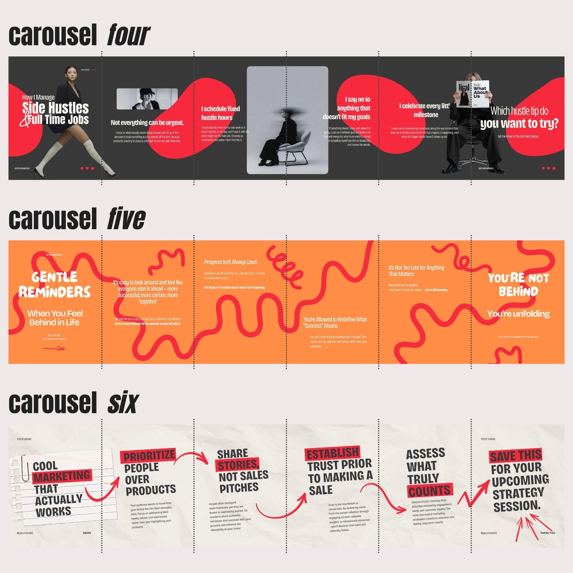 90+ Seamless Carousel Instagram Canva Templates for Social Media ...