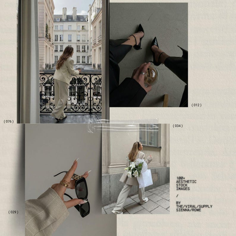 Quiet luxury stock photo bundle featuring minimal feminine lifestyle images with soft neutral tones, clean compositions, and subtle textures. Premium editorial-style faceless images designed for Instagram, Pinterest, TikTok, and social media marketing. Ideal for creators, influencers, and small businesses looking to build a cohesive, refined, and high-end brand identity with timeless and understated content.