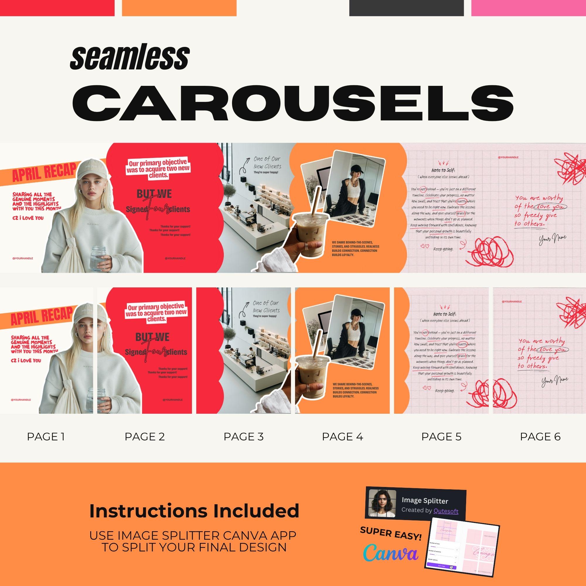 90+ Seamless Carousel Instagram Canva Templates for Social Media ...