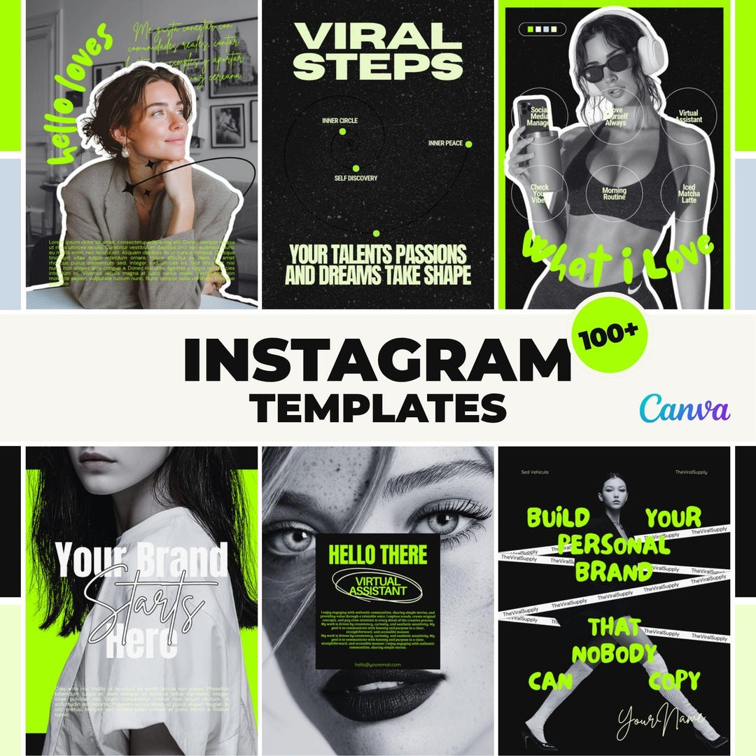 Clean Instagram Canva Template Bundle, Editable Social Media Branding ...