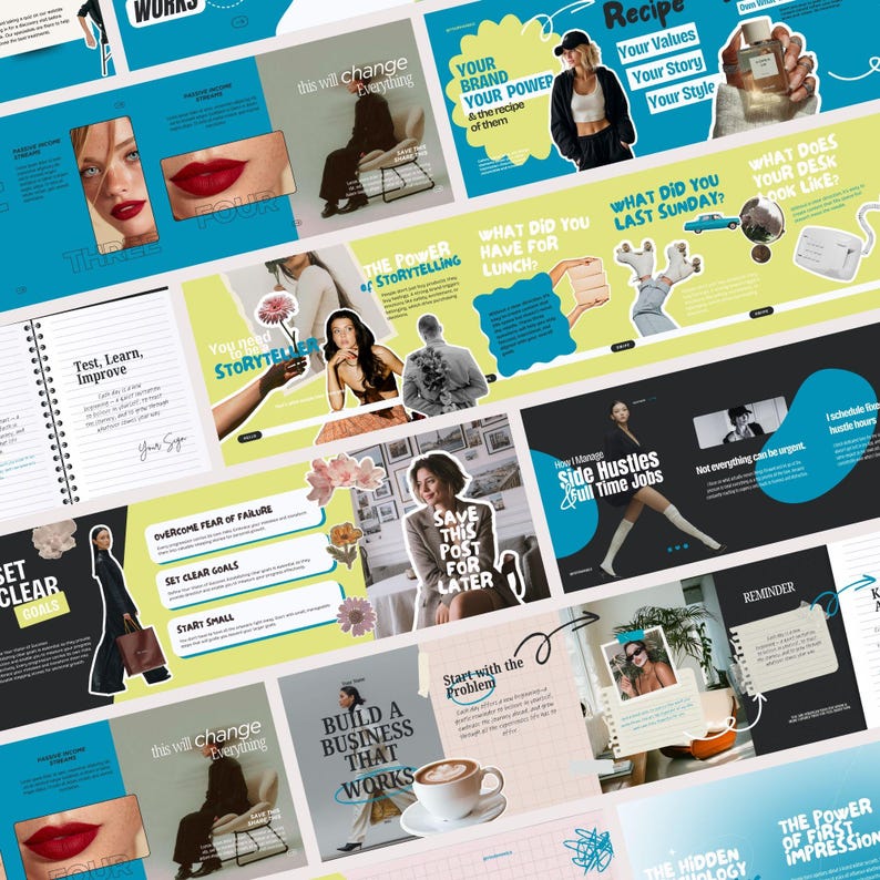 Blue Seamless Instagram Carousel Canva Templates for Social Media ...