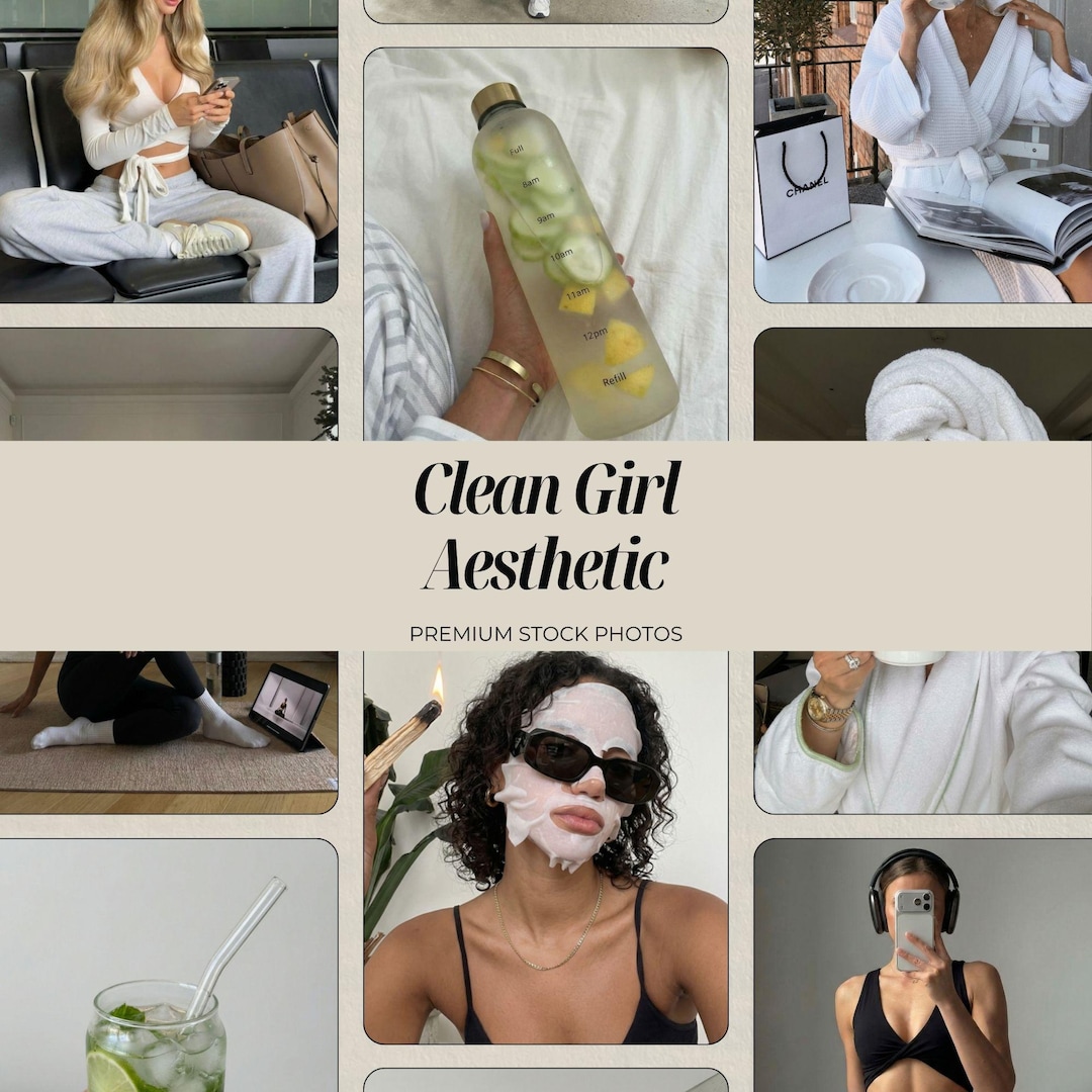 Clean Girl Stock Photo Bundle, Minimal Lifestyle Images for Faceless ...