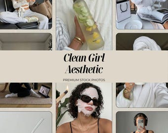 Clean Girl Stock Photo Bundle, Minimal Lifestyle Images for Faceless Social Media Content Marketing