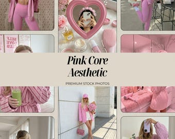 Pink Core Clean Girl Stock Photos, Faceless Image Bundle for Social Media Content Marketing