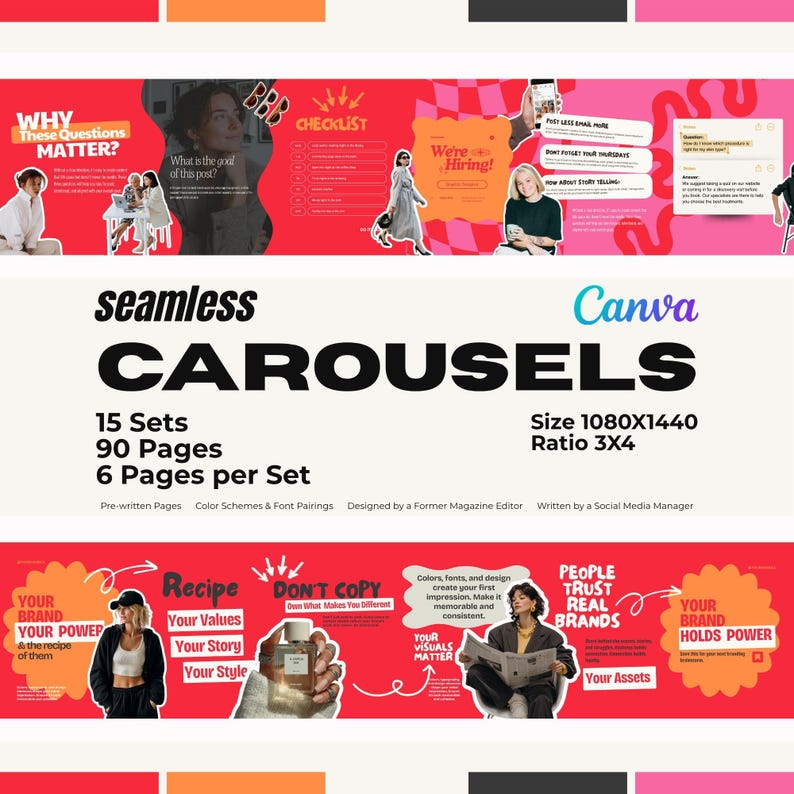 90+ Seamless Carousel Instagram Canva Templates for Social Media ...