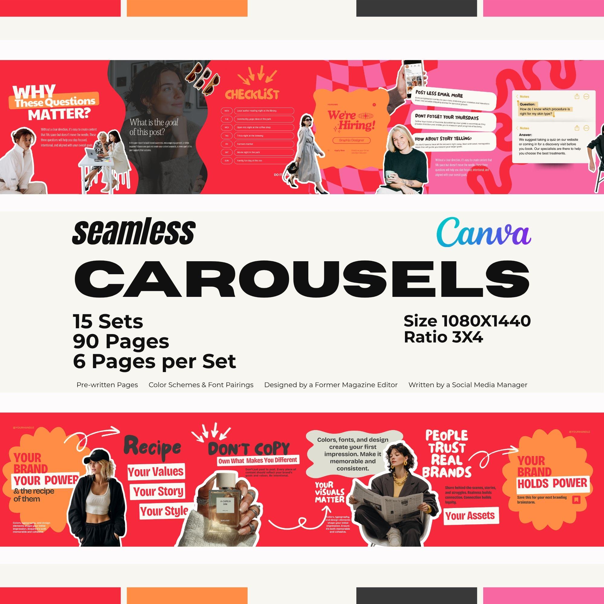 90+ Seamless Carousel Instagram Canva Templates for Social Media ...