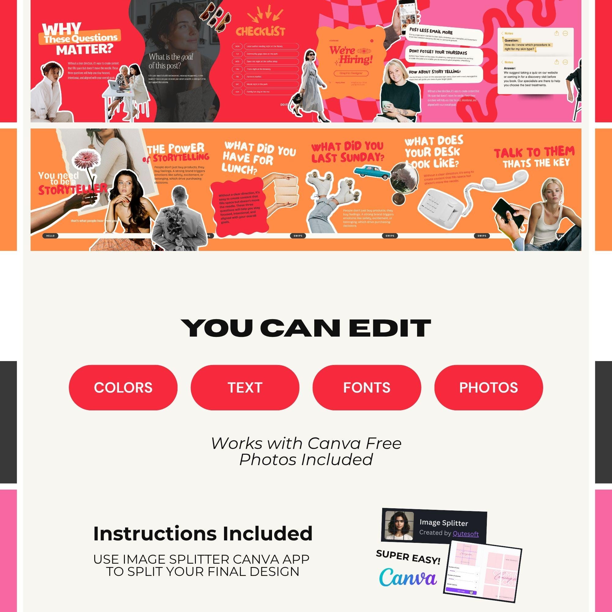 90+ Seamless Carousel Instagram Canva Templates for Social Media ...