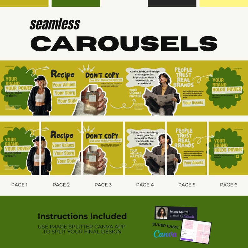 90+ Seamless Instagram Carousel Canva Templates for Social Media ...