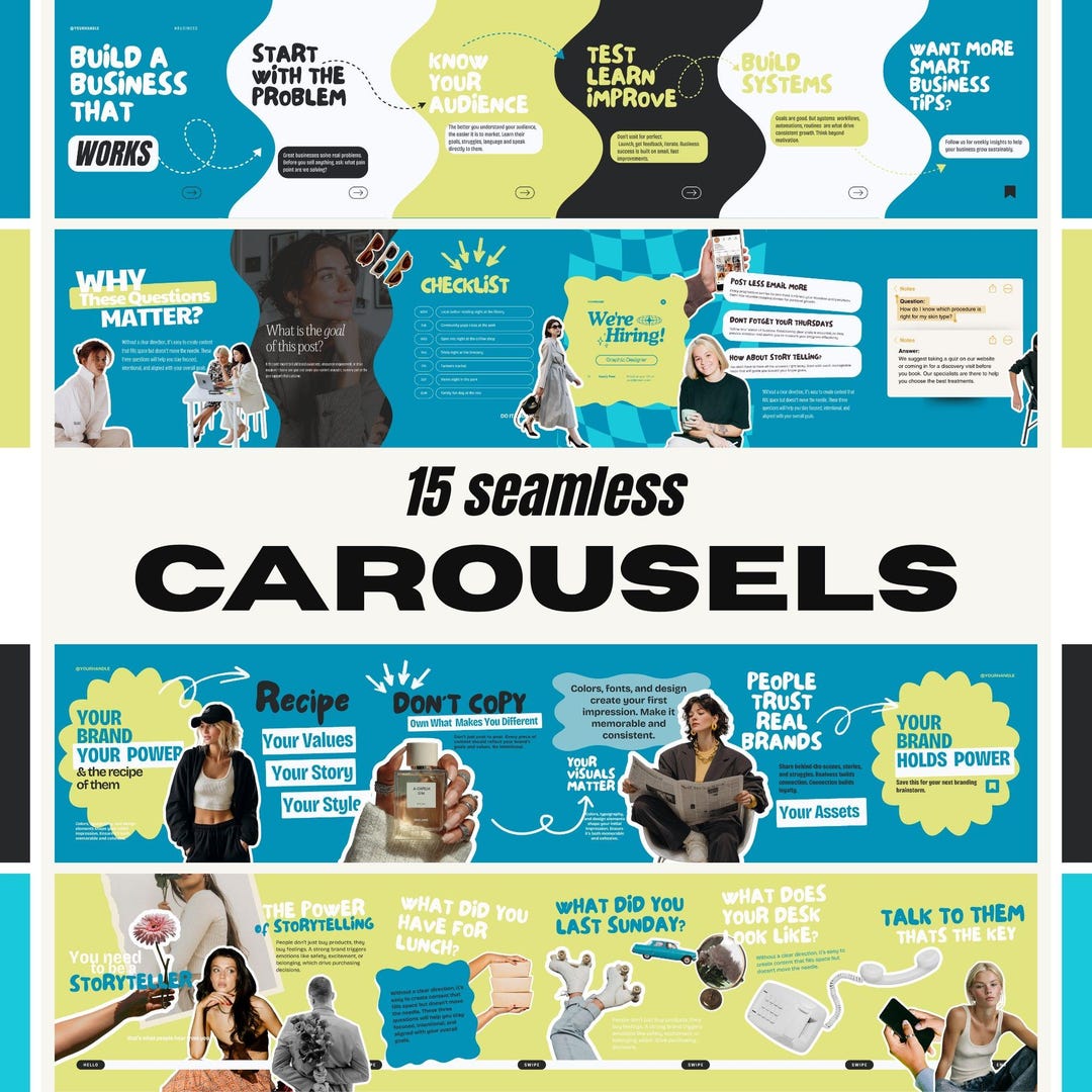 Blue Seamless Instagram Carousel Canva Templates for Social Media ...