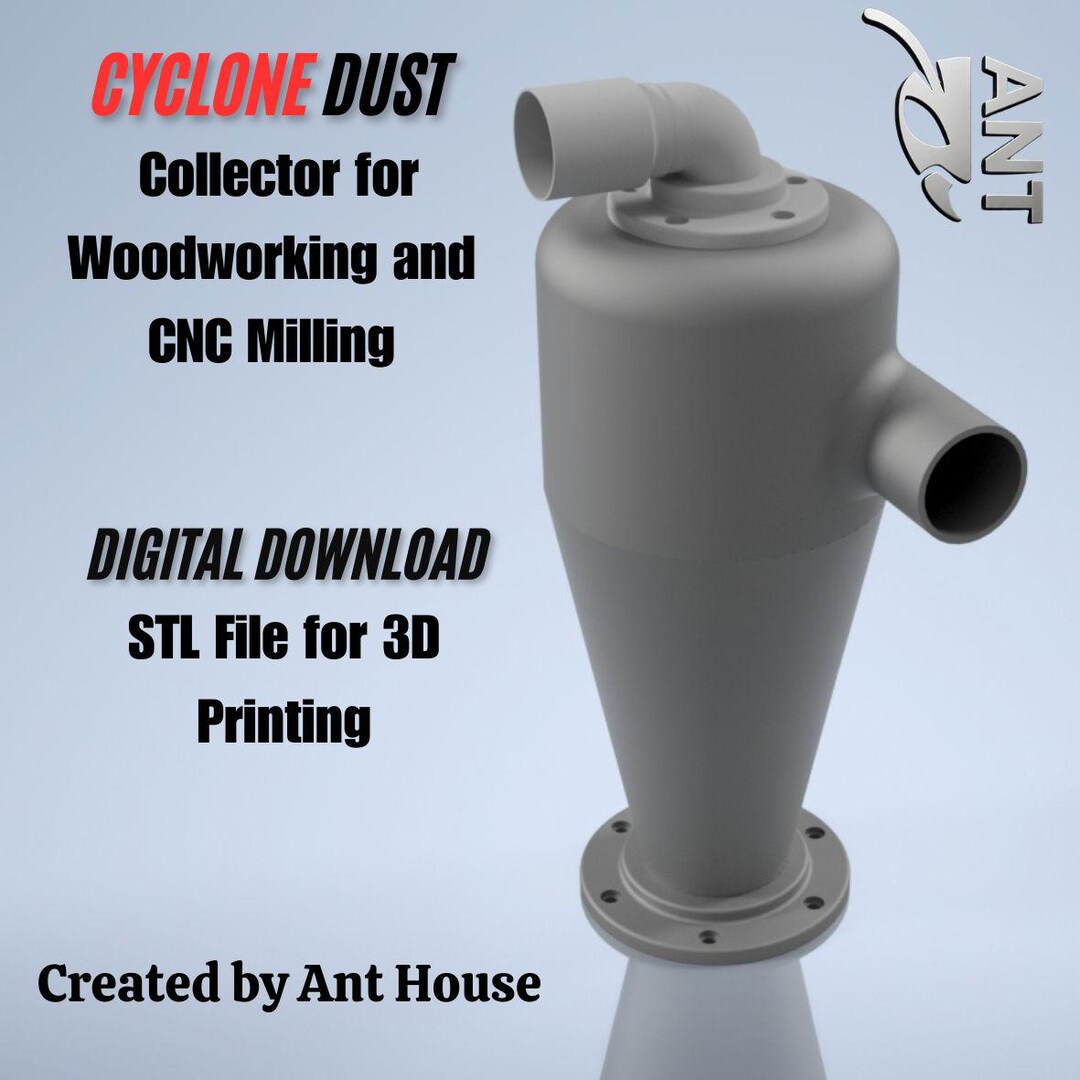 Cyclone Dust Collector STL for 3D Printing | Woodworking & CNC Dust ...