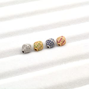 Luxury Pave Diamond Bicone Spacer Bead, 925 Sterling Silver Gold Plated Double Cone Bead, Ruby Blue Sapphire Charm