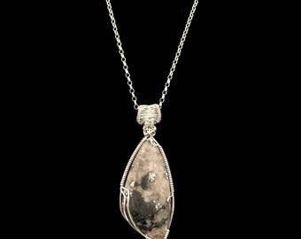 Silver Mohawkite gemstone necklace