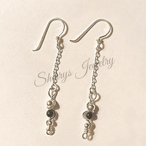 Silver Black pearl silver earrings image 4