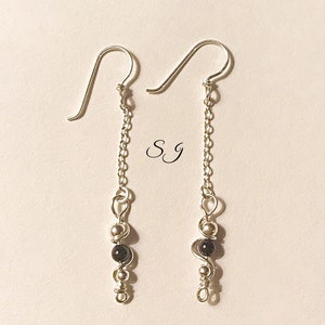 Silver Black pearl silver earrings image 1