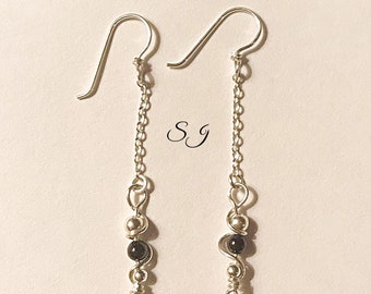 Silver Black pearl silver earrings