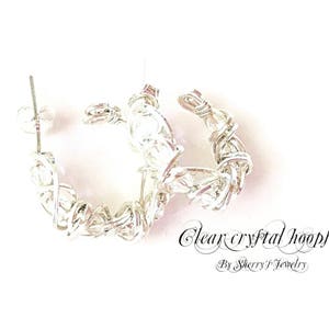 Hoop Earrings - Silver Swarovski crystal - Earwear