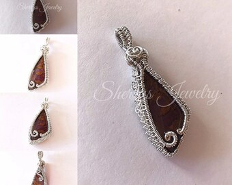 Handmade, woven Sterling Silver dressed Agate pendant