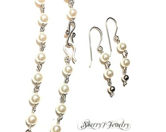 14kt Gold pearl earring and bracelet set