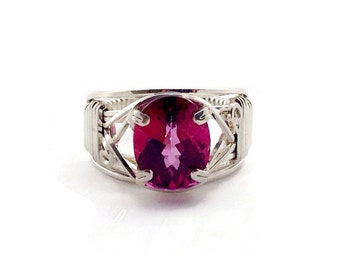 Silver Peony topaz Solitaire ring