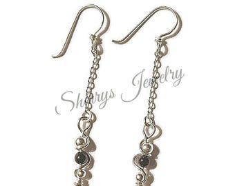 Drop Earrings - Silver Black Pearl Sterling silver