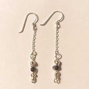 Silver Black pearl silver earrings image 2