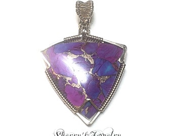 Handmade Gold Colbaugh (dyed)purple & Bronze Mohave Turquoise Pendant