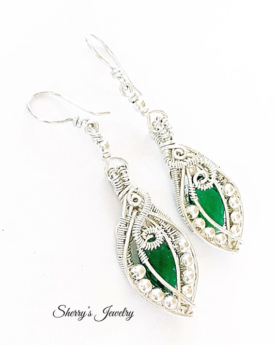 Silver Chandelier Earrings Green Quartz Handmade Silver Chandelier Earrings Green Quartz, Green Chandelier Earrings Paparazzi