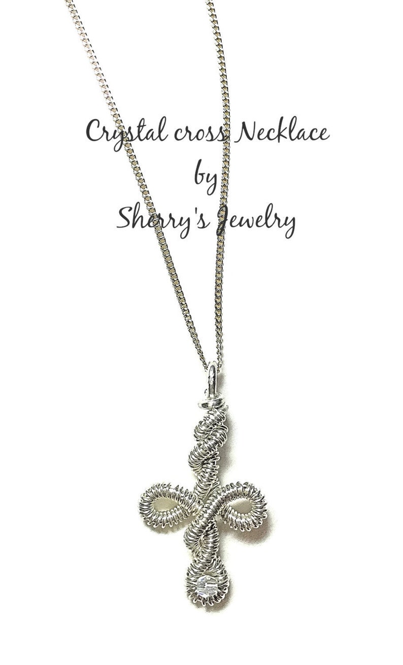 Handmade Crystal Cross Necklace Sterling Silver Cross Etsy