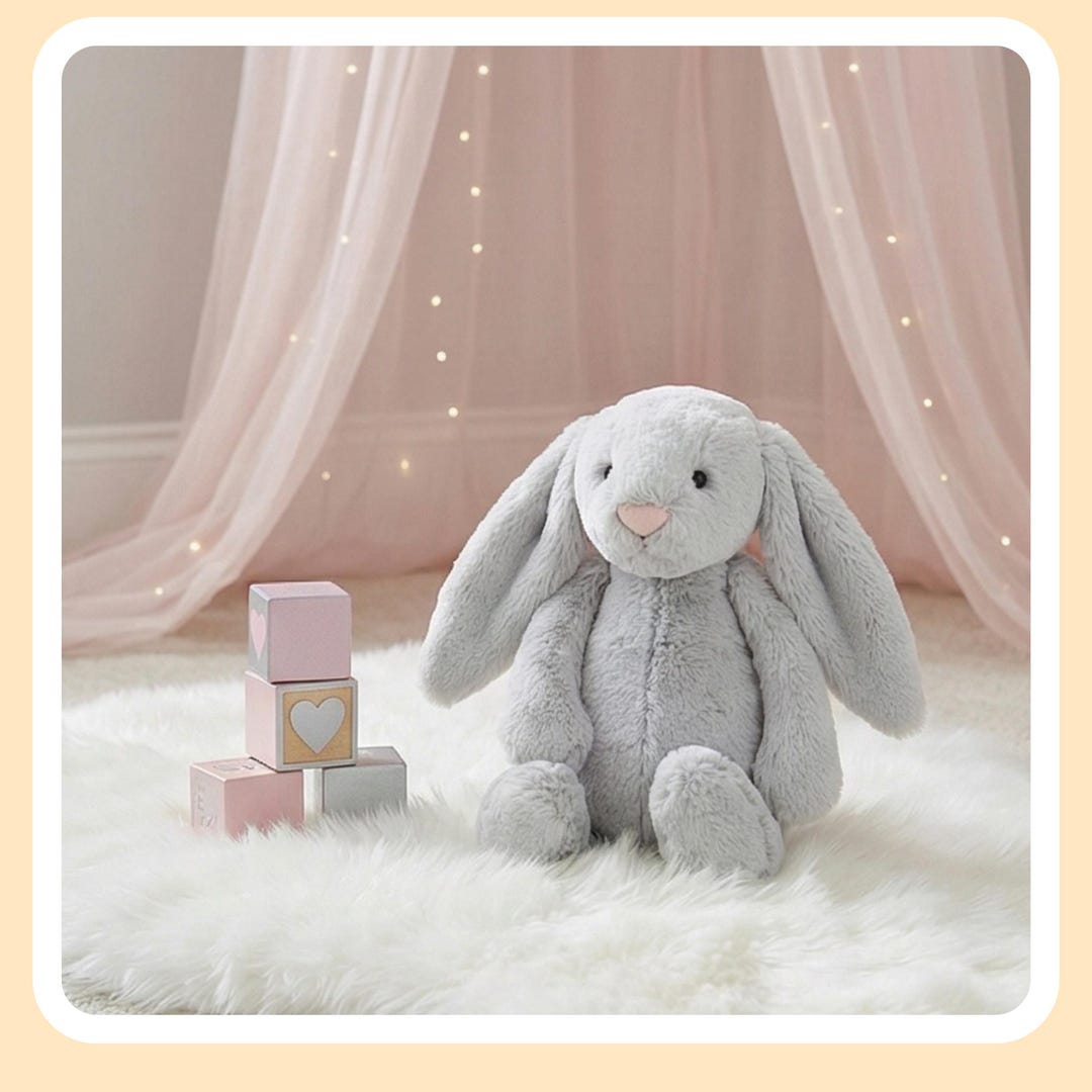 Jellycat Rabbit Decor Jellycat Bashful Silver Bunny Plush, Grey Rabbit Soft Toy, Neutral ...