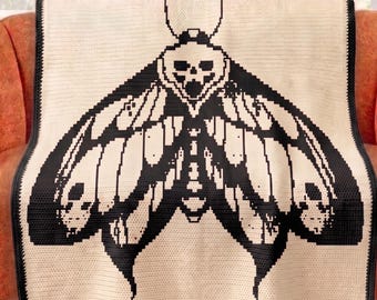 Butterfly Blanket Crochet Pattern PDF, Overlay Mosaic Crochet Design, Large Butterfly Graphghan, Modern Afghan Throw Pattern