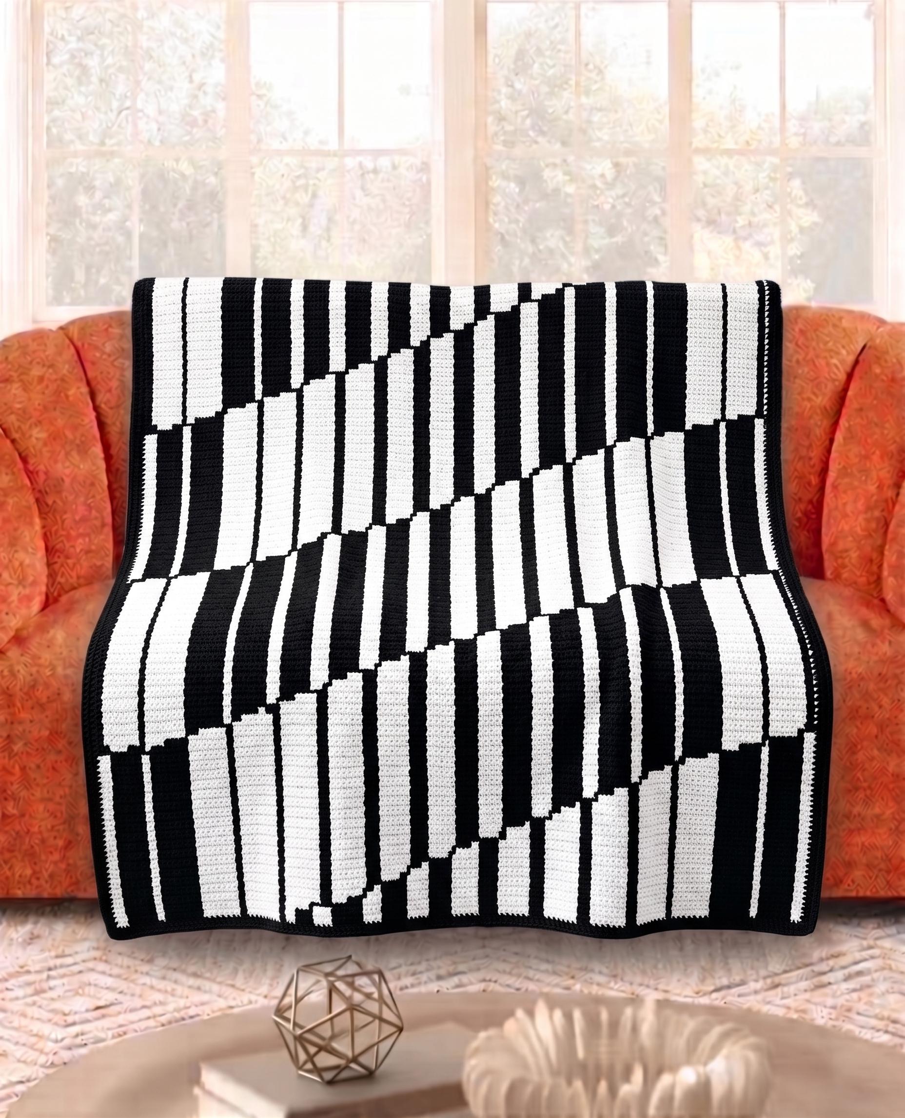 35 Beautiful and Stylish Monochrome Crochet Patterns 32 Piano Keys Crochet Blanket Overlay Mosaic Crochet Chart