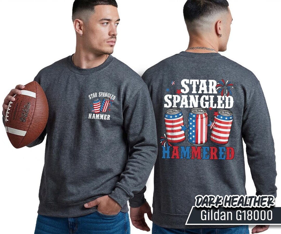 Star Spangled Hammered Beer Cans Football 4th of July T-shirt | Funny ...