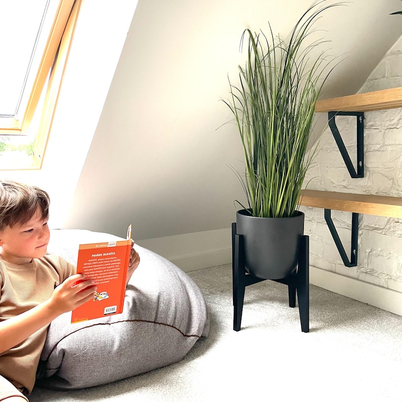Oak Wood Plant Stand, Indoor Pot Riser, Home Decor image 5