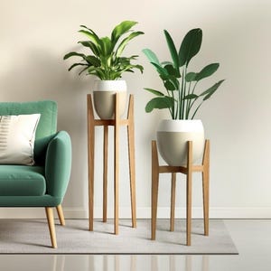 Staande plantenstandaard, bloempothouder, plantenhouders, pottenverhoger, staanders voor plantenbakken, bloempotdisplay, plantenstandaards hout, houten plantenbank