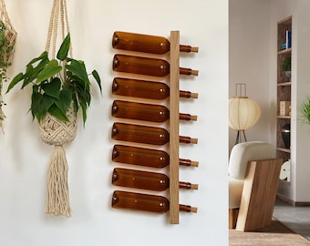 Oak Wood Wine Rack Shelf, Modern Wall Decor