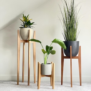 Oak Wood Plant Stand, Indoor Pot Riser, Home Decor image 2