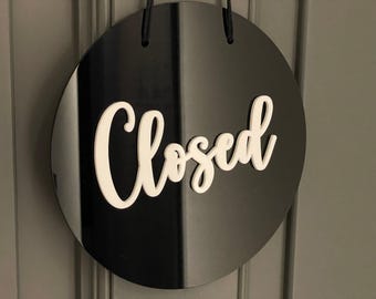 3D Plexiglass Open Closed Sign, Business Door Sign