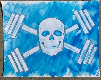 Gym Jolly Roger Flag (Blue) Photo Print