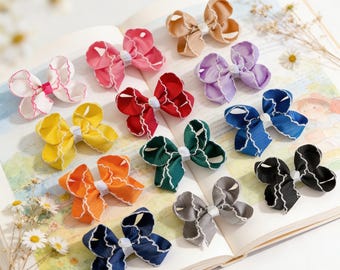 12Pcs 3 Inch Hair Bows Clips, Assorted Colors Toddler Hair Accessories, Non-Slip Kids Barrettes